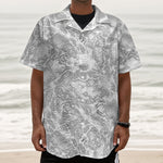 White Electric Lightning Print Textured Short Sleeve Shirt