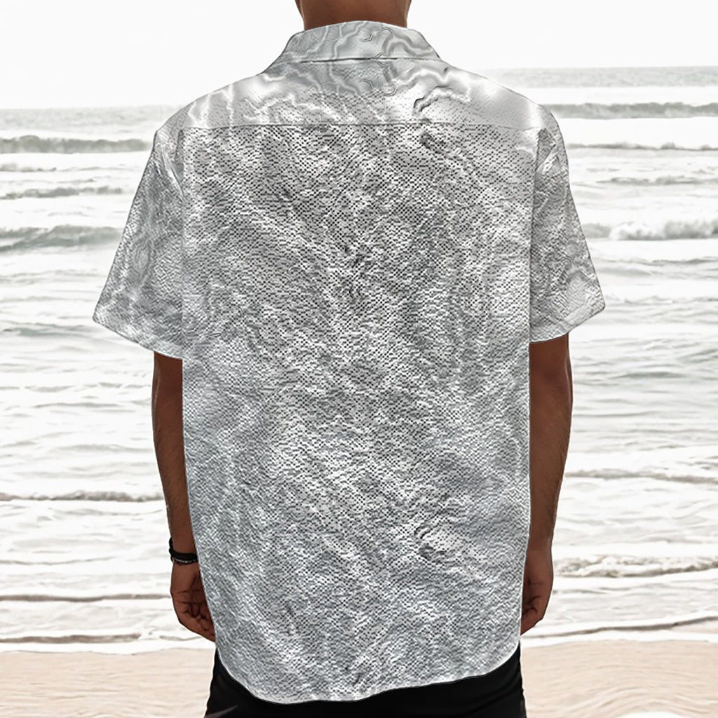 White Electric Lightning Print Textured Short Sleeve Shirt