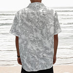 White Electric Lightning Print Textured Short Sleeve Shirt