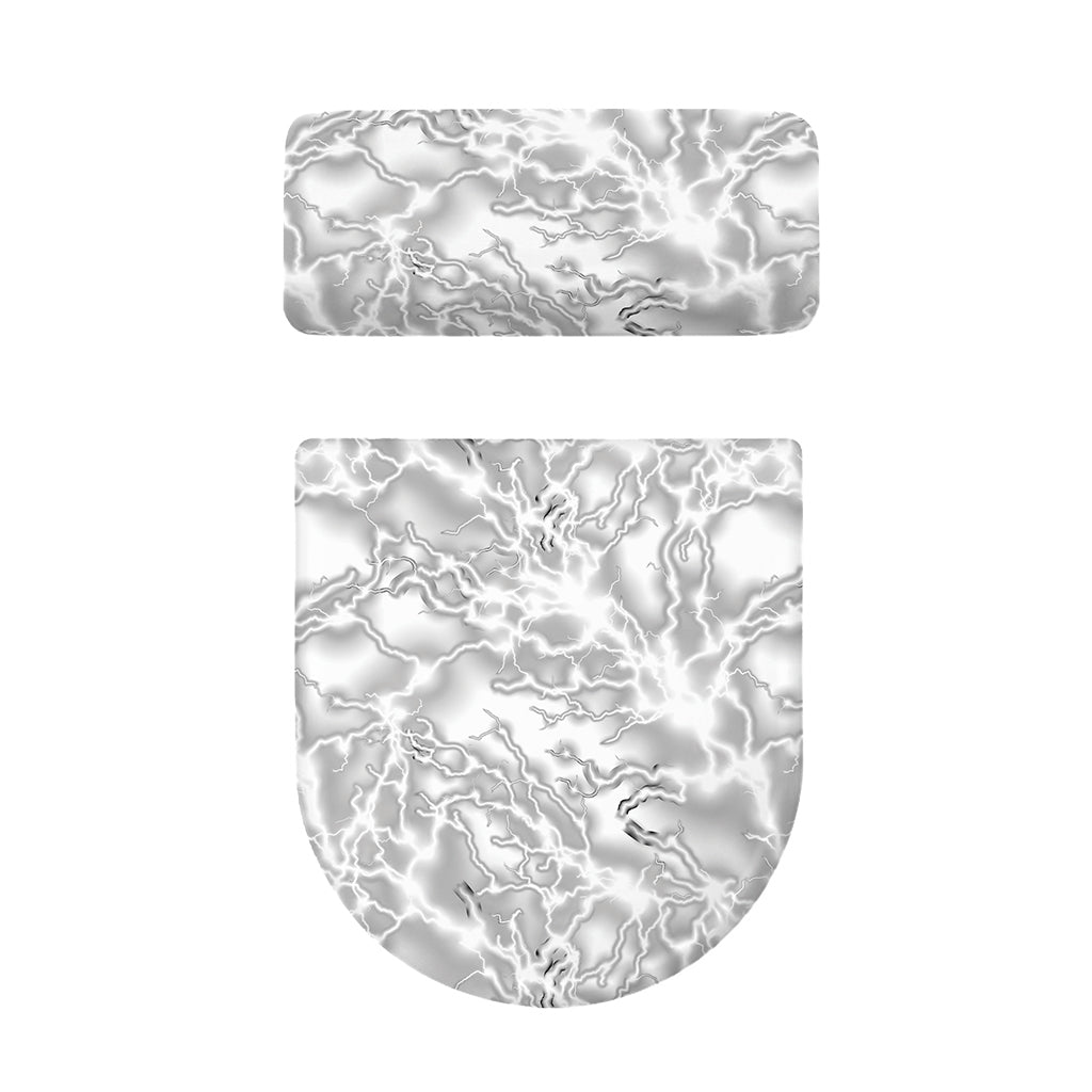 White Electric Lightning Print Toilet Lid And Tank Cover Set