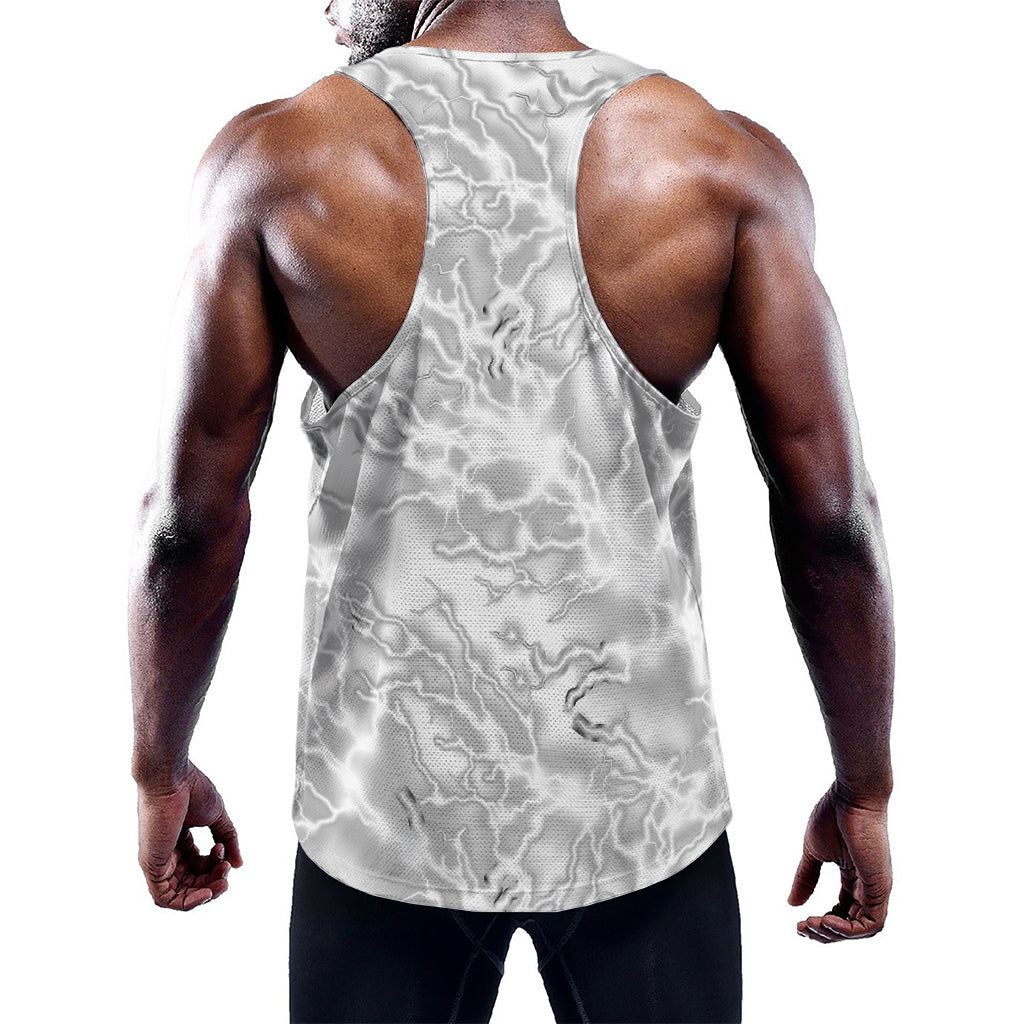White Electric Lightning Print Training Tank Top