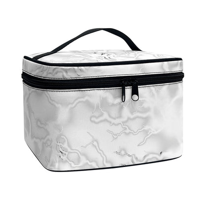 White Electric Lightning Print Travel Makeup Bag