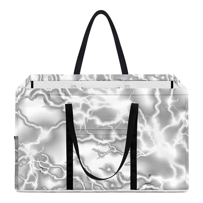 White Electric Lightning Print Utility Tote Bag