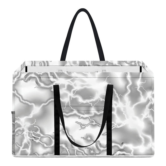 White Electric Lightning Print Utility Tote Bag