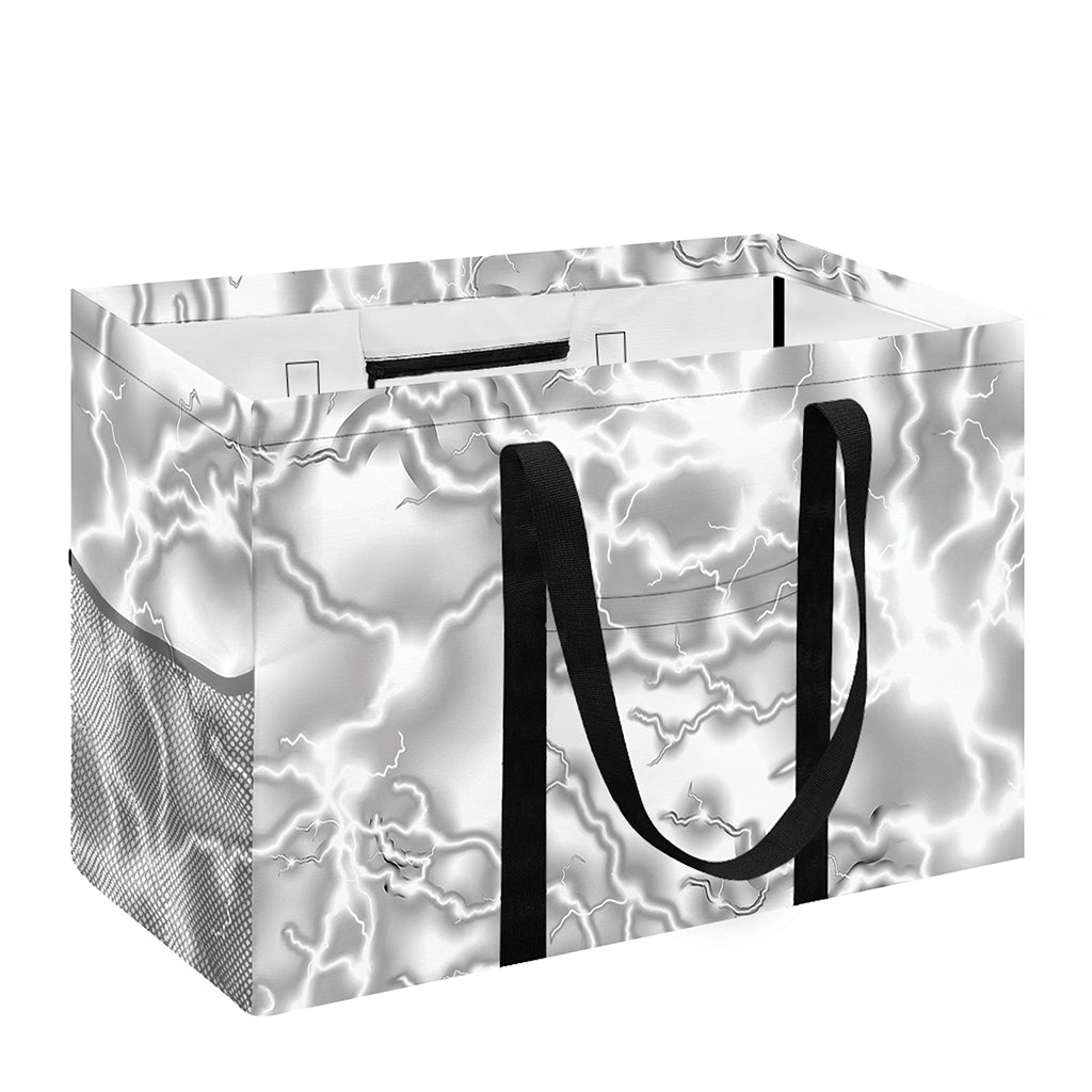 White Electric Lightning Print Utility Tote Bag