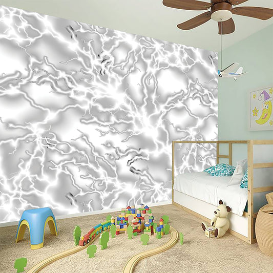 White Electric Lightning Print Wall Sticker