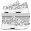 White Electric Lightning Print White Chunky Shoes