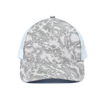 White Electric Lightning Print White Mesh Trucker Cap
