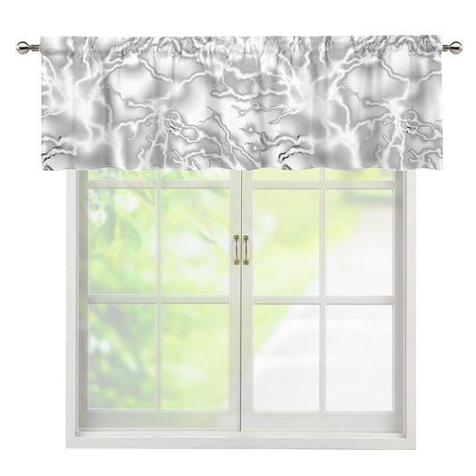White Electric Lightning Print Window Valance