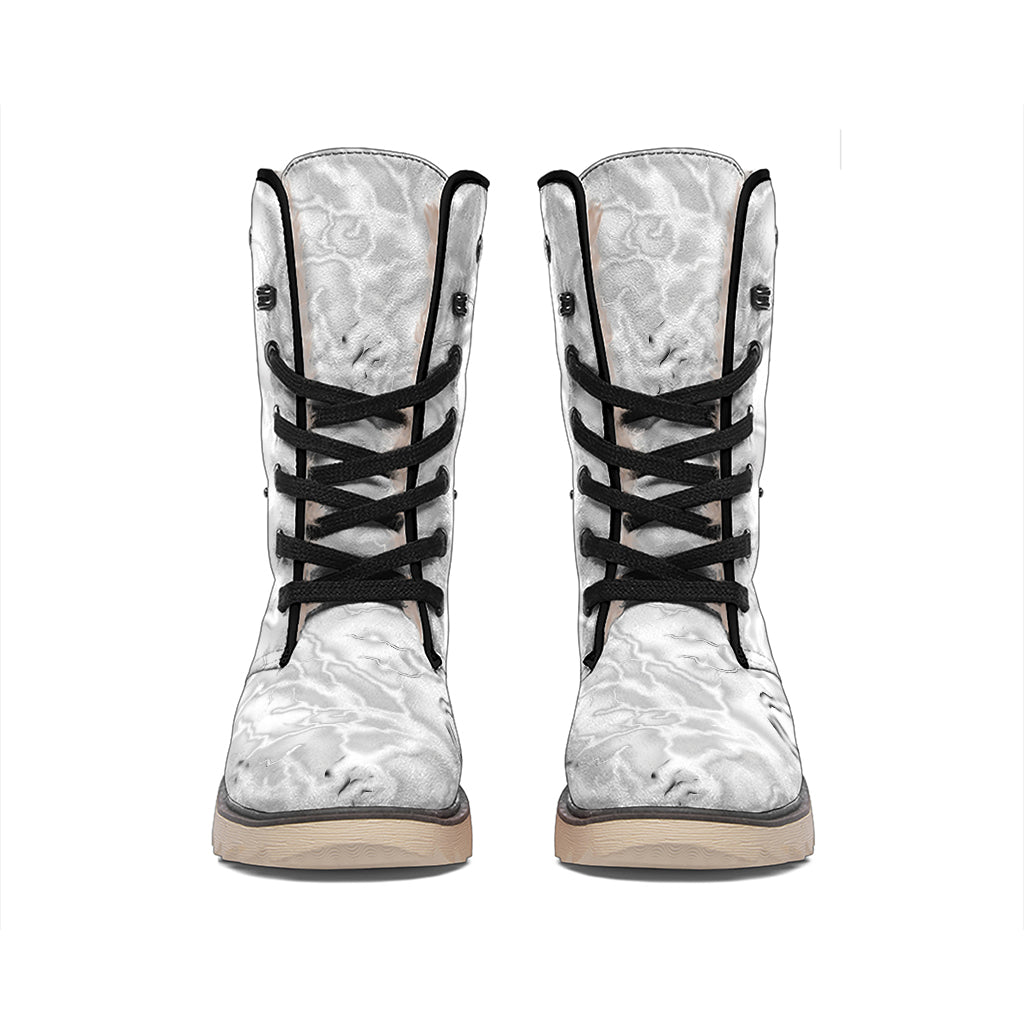 White Electric Lightning Print Winter Boots