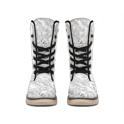 White Electric Lightning Print Winter Boots