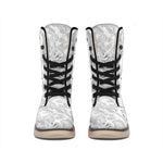 White Electric Lightning Print Winter Boots