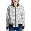 White Electric Lightning Print Women's Bomber Jacket
