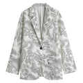 White Electric Lightning Print Women's Cotton Blazer