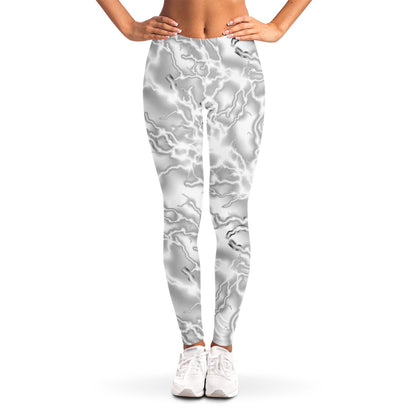 White Electric Lightning Print Women's Leggings