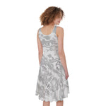 White Electric Lightning Print Women's Sleeveless Dress