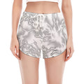 White Electric Lightning Print Women's Split Running Shorts
