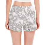 White Electric Lightning Print Women's Split Running Shorts