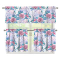 White Fairy Rose Unicorn Pattern Print 3 Piece Kitchen Curtains