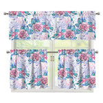 White Fairy Rose Unicorn Pattern Print 3 Piece Kitchen Curtains