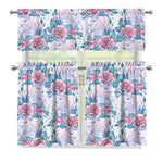 White Fairy Rose Unicorn Pattern Print 3 Piece Kitchen Curtains