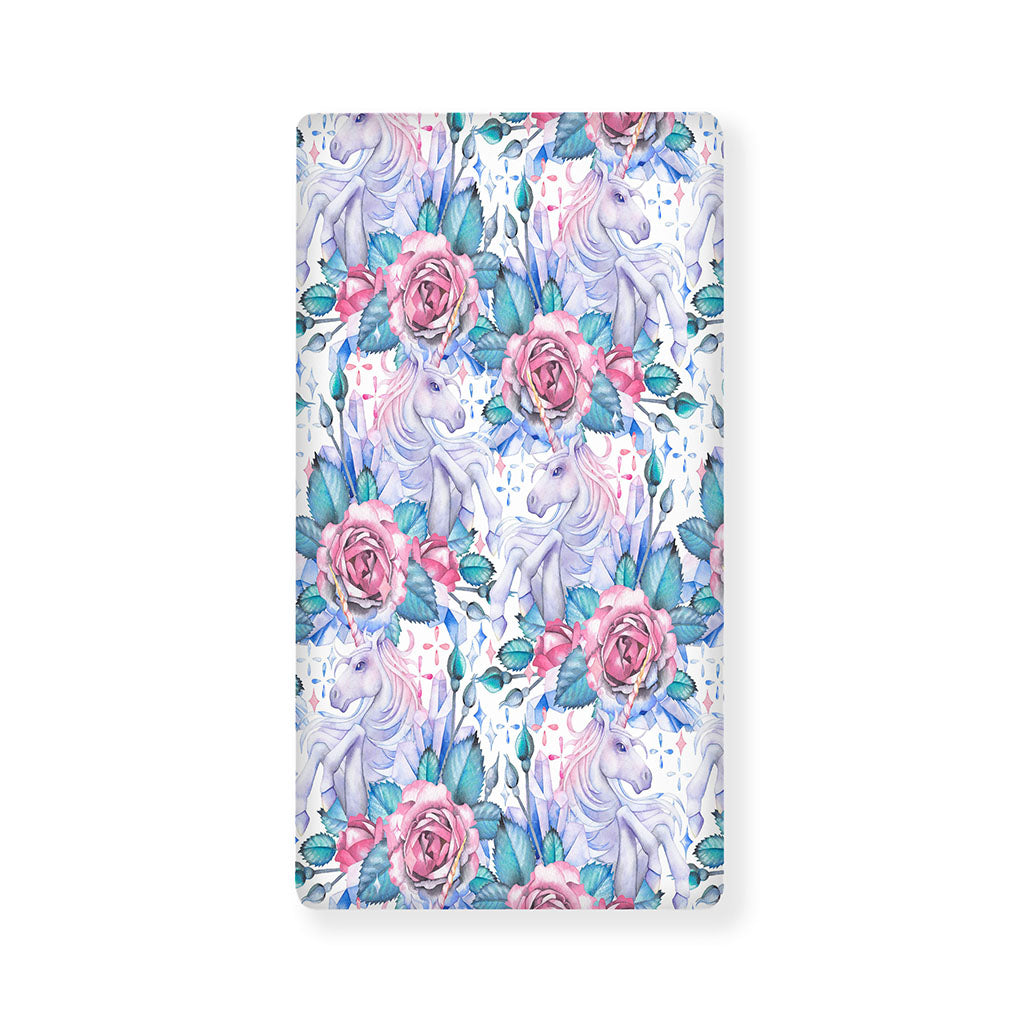 White Fairy Rose Unicorn Pattern Print Baby Crib Sheet