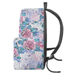 White Fairy Rose Unicorn Pattern Print Backpack