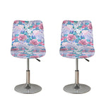 White Fairy Rose Unicorn Pattern Print Bar Stool Covers