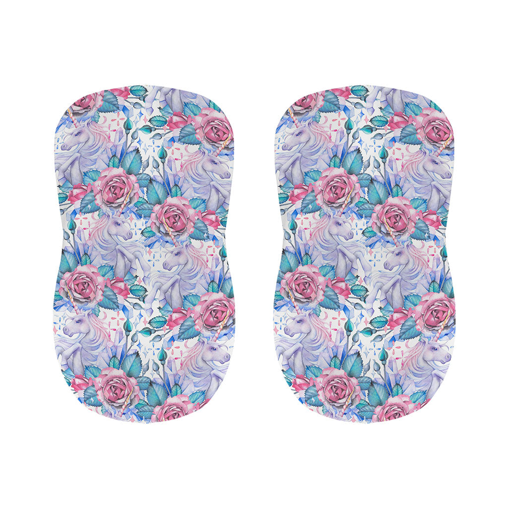 White Fairy Rose Unicorn Pattern Print Bar Stool Covers