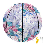 White Fairy Rose Unicorn Pattern Print Basketball