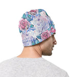 White Fairy Rose Unicorn Pattern Print Beanie