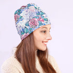 White Fairy Rose Unicorn Pattern Print Beanie