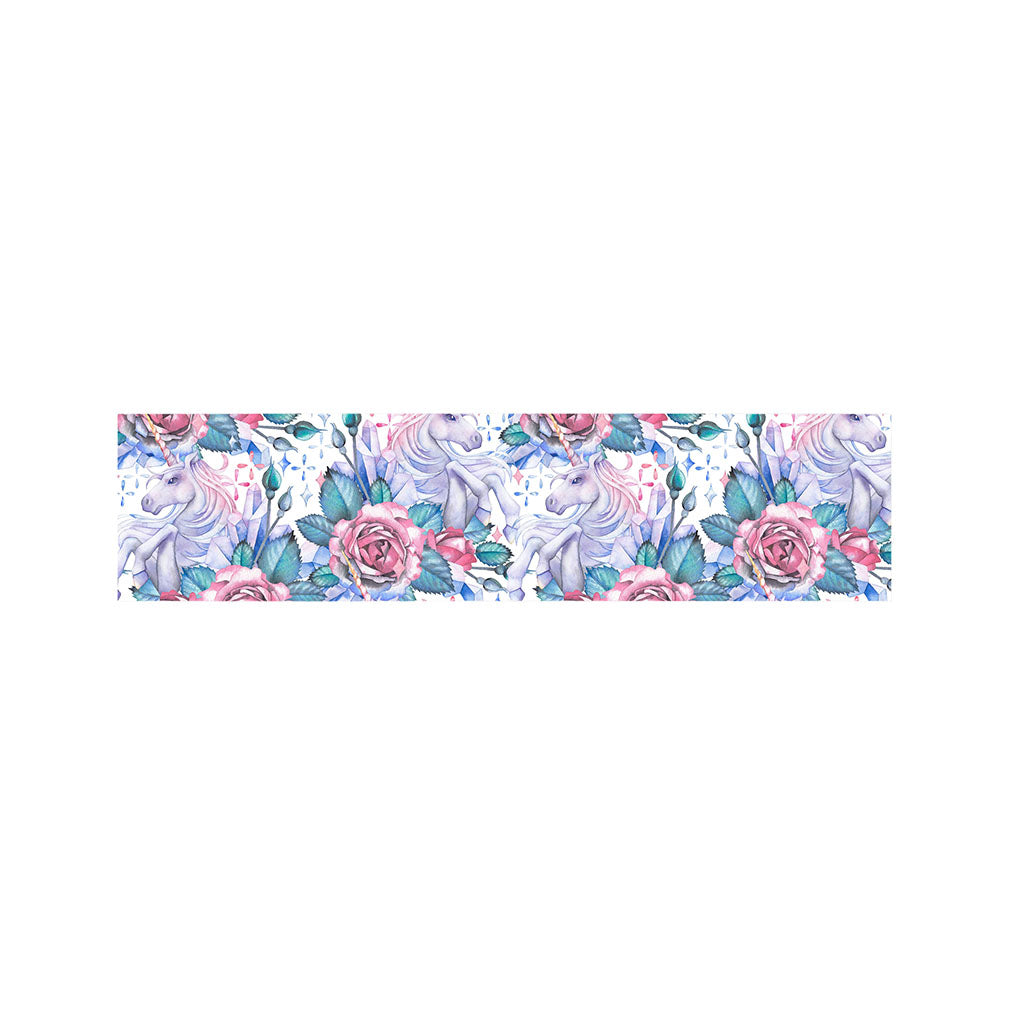 White Fairy Rose Unicorn Pattern Print Bed Runner