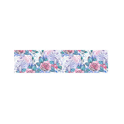 White Fairy Rose Unicorn Pattern Print Bed Runner