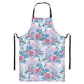 White Fairy Rose Unicorn Pattern Print Bib Apron With Pocket
