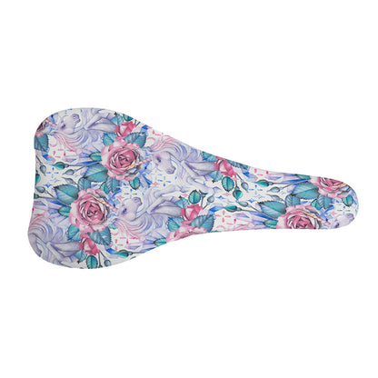 White Fairy Rose Unicorn Pattern Print Bicycle Seat Cover