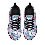 White Fairy Rose Unicorn Pattern Print Black Running Shoes