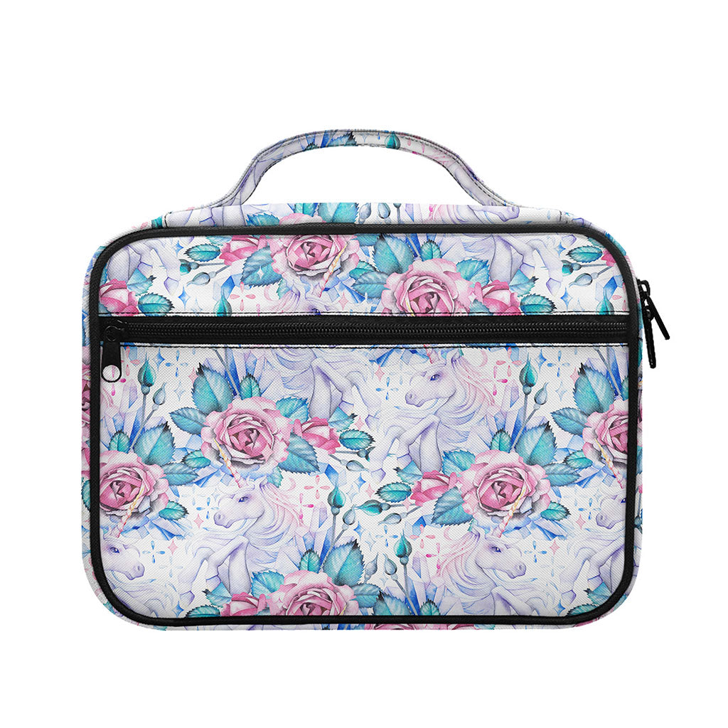 White Fairy Rose Unicorn Pattern Print Briefcase Bible Bag