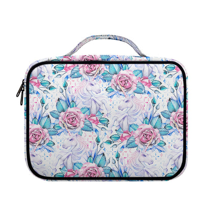 White Fairy Rose Unicorn Pattern Print Briefcase Bible Bag