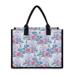 White Fairy Rose Unicorn Pattern Print Canvas Tote Bag