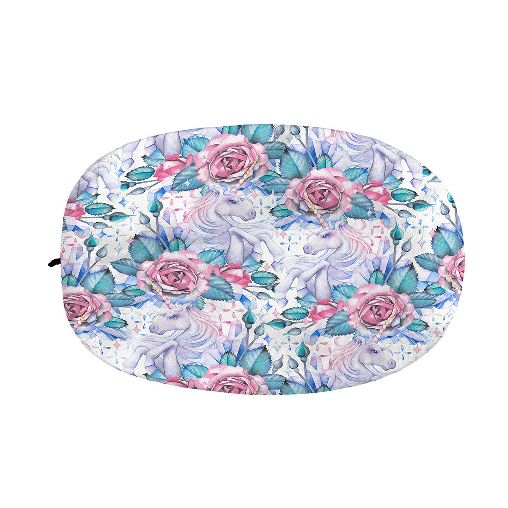 White Fairy Rose Unicorn Pattern Print Car Side Mirror Covers