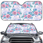 White Fairy Rose Unicorn Pattern Print Car Windshield Sun Shade
