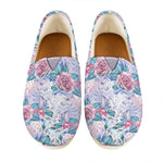 White Fairy Rose Unicorn Pattern Print Casual Shoes