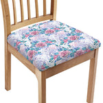 White Fairy Rose Unicorn Pattern Print Chair Cushion Cover