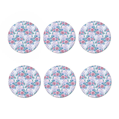 White Fairy Rose Unicorn Pattern Print Coaster Set