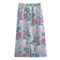 White Fairy Rose Unicorn Pattern Print Cotton Front Slit Maxi Skirt