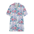 White Fairy Rose Unicorn Pattern Print Cotton Hawaiian Shirt