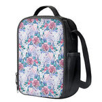 White Fairy Rose Unicorn Pattern Print Crossbody Lunch Bag
