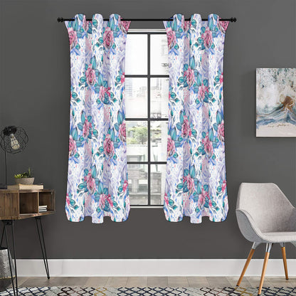 White Fairy Rose Unicorn Pattern Print Curtain