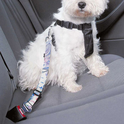 White Fairy Rose Unicorn Pattern Print Dog Seat Belt
